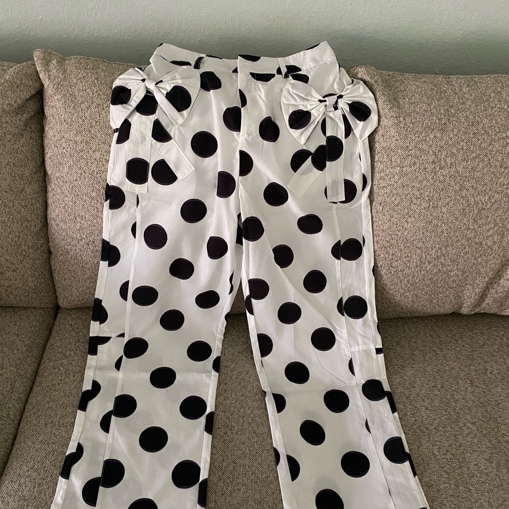 Polka Dot Wide-Leg Pants size Small